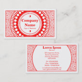 Ornamental 01 - Rot auf Weiß Visitenkarte (Vorne/Hinten)