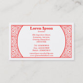 Ornamental 01 - Rot auf Weiß Visitenkarte (Rückseite)