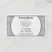 Ornamental 01 - Schwarz auf Weiß (Platin) Visitenkarte (Rückseite)