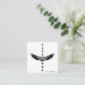 Ornamental Adler Bird Tattoo Artist Minimalistisch Quadratische Visitenkarte (Stehend Vorderseite)