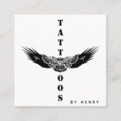 Ornamental Adler Bird Tattoo Artist Minimalistisch Quadratische Visitenkarte (Vorderseite)