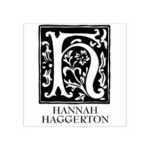 Ornamental Alphabet Letter H Mit Monogramm Gummistempel