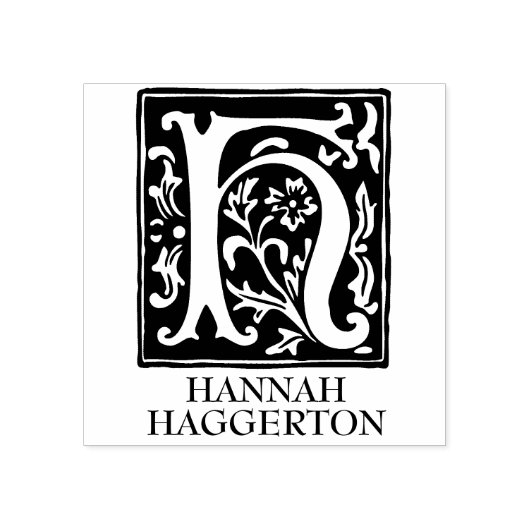 Ornamental Alphabet Letter H Mit Monogramm Gummistempel (Prägung)
