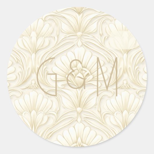 Ornamental Art Deco – Ivory | Custom Wedding Luxe Runder Aufkleber (Vorderseite)