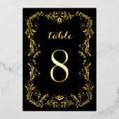 Ornamental Boho Sketch Black Gold Tischnummern (Vorderseite)