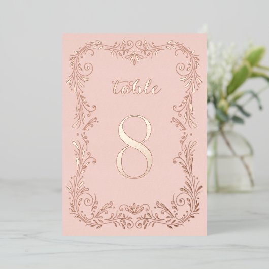Ornamental Boho sketch Rose Gold Tischnummern (Stehend vorne)
