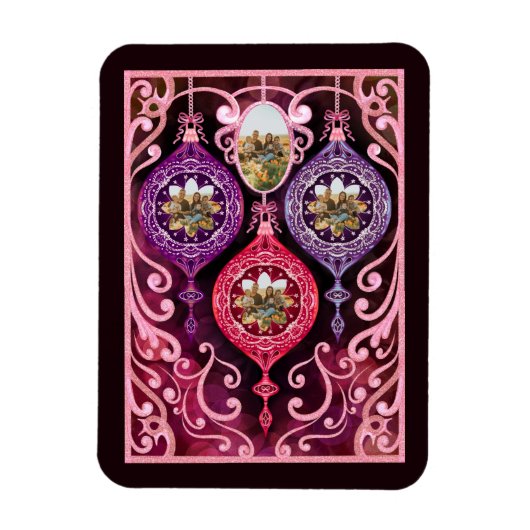 Ornamental Christmas - Photo Christmas card Magnet (Vertikal)