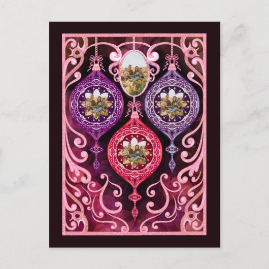 Ornamental Christmas - Photo Christmas card Postkarte (Vorderseite)