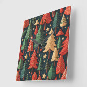 Ornamental Christmas Tree pattern Quadratische Wanduhr (Winkel)