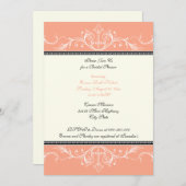Ornamental Coral White Bridal Shower Einladung (Vorne/Hinten)