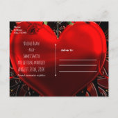 Ornamental Elegant Blumenherz Schwarzes & Rotes Pa Ankündigungspostkarte (Rückseite)