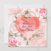 Ornamental Elegant Herzinfarkt Einladungen (Vorderseite)