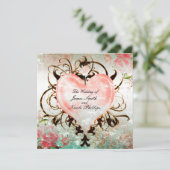 Ornamental Elegante Vintages Herz Einladung (Stehend Vorderseite)