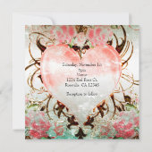 Ornamental Elegante Vintages Herz Einladung (Rückseite)