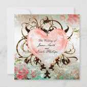 Ornamental Elegante Vintages Herz Einladung (Vorderseite)