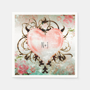 Ornamental Elegante Vintages Herz Party Serviette