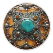 Ornamental Fire Jewel with Verdigris & Silver Lace Keramikknauf (Vorderseite)