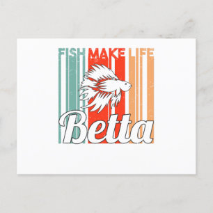 Ornamental Fish Fighting Fish Betta Aquarium Retro Postkarte