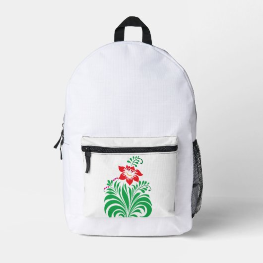 Ornamental Floral Flower Design – Elegant Bedruckter Rucksack (Vorderseite)
