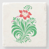 Ornamental Floral Flower Design – Elegant Steinuntersetzer (Vorderseite)