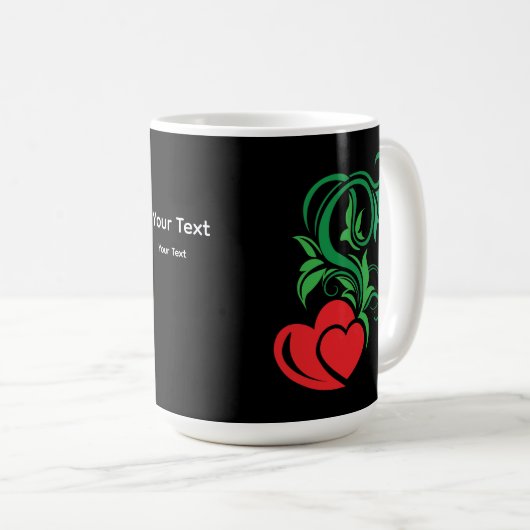 Ornamental Floral Heart Tattoo Kaffeetasse (VorderseiteRechts)