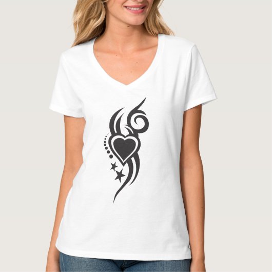 Ornamental Floral Heart Tattoo T-Shirt (Vorderseite)