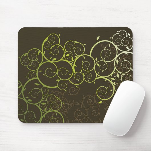 Ornamental-gewundenes grünes Rebe-Muster Mousepad (Mit Mouse)