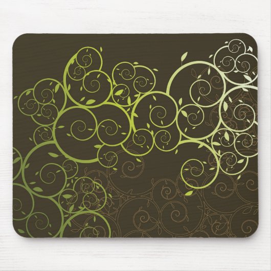 Ornamental-gewundenes grünes Rebe-Muster Mousepad (Vorne)