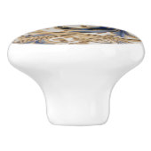 Ornamental Gold Blue White Filigrel Swirl Orb Keramikknauf (Seitenansicht)