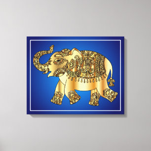 Ornamental-Gold-Elefant Leinwanddruck