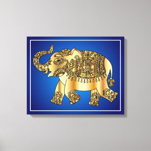 Ornamental-Gold-Elefant Leinwanddruck (Vorderseite)