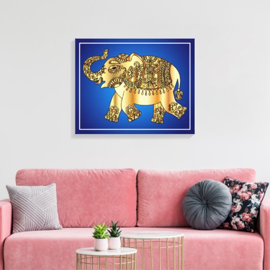 Ornamental-Gold-Elefant Leinwanddruck (Insitu (Wohnzimmer))