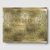 Ornamental Gold Embossed Wedding Look Gästebuch (Rückseite)