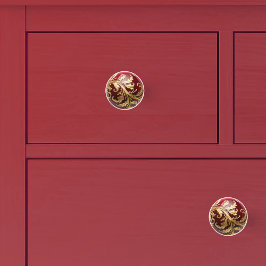 Ornamental Gold Leaf Scrollwork Roter Bildschirm Keramikknauf