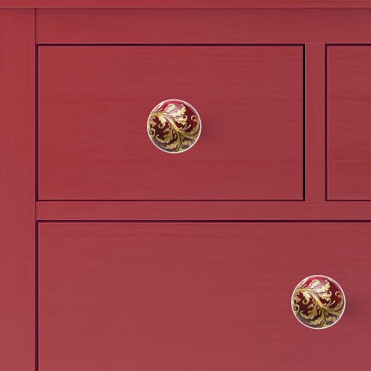 Ornamental Gold Leaf Scrollwork Roter Bildschirm Keramikknauf