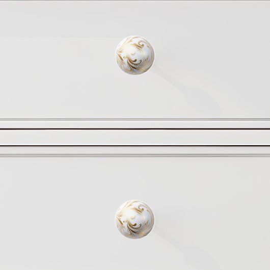 Ornamental Gold White Filigree Swirl Orb Keramikknauf