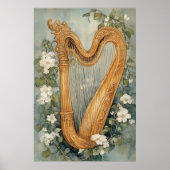 ornamental harp surrounded by white flowers poster (Vorne)