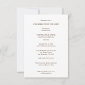 Ornamental Remember Dear One Passed Away Funeral Einladung (Rückseite)