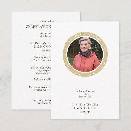 Ornamental Remember Dear One Passed Away Funeral Einladung (Vorne/Hinten)