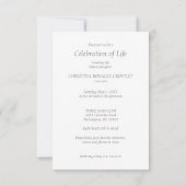 Ornamental Remember Loved One Passed Away Funeral Einladung (Rückseite)