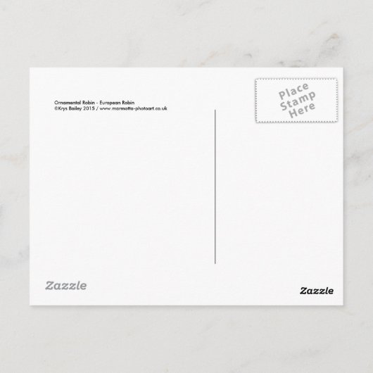 Ornamental Robin Postcard Postkarte (Rückseite)