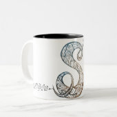 Ornamental Script Letter S Mug Zweifarbige Tasse (Vorderseite Links)