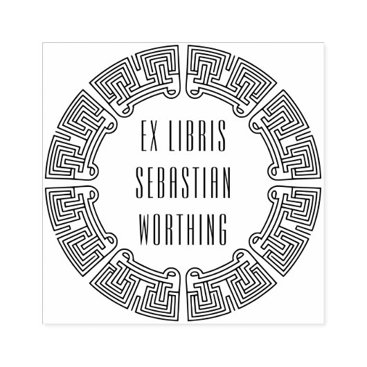 Ornamental Techno Circle Ex Libris Stamp Gummistempel (Prägung)