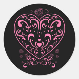Ornamental Valentine's Day  Runder Aufkleber
