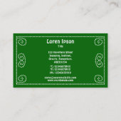 Ornamental - weiß auf Grün 006600 Visitenkarte (Rückseite)