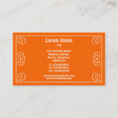 Ornamental - weiß auf Orange Visitenkarte (Rückseite)