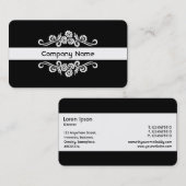 Ornamental - weiß auf schwarz visitenkarte (Vorne/Hinten)