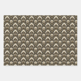Ornamentale Art Deco – Noir | Dekorativer Luxus Geschenkpapier Set