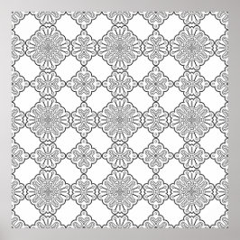 Ornamentale Fliesen-Medaillon-Muster-Malvorlage Poster