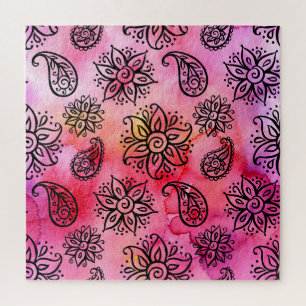 Ornamentale Flora: Ethnisches Nahtloses Muster Puzzle